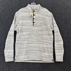 Relwen Loop Back Mock Pullover Men's Large Gray Heather Henley Sweater Knit